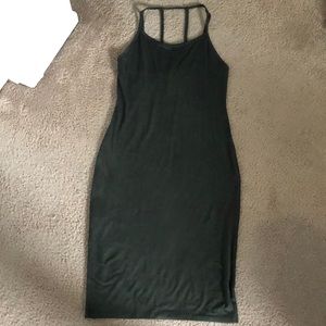Suede olive body fitting dress